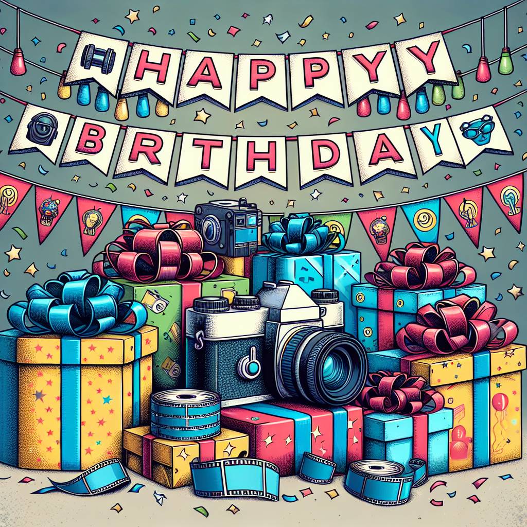 4) Birthday AI Generated Card - Photography, camera, filming, Spectacles, glasses, and Spiderman
