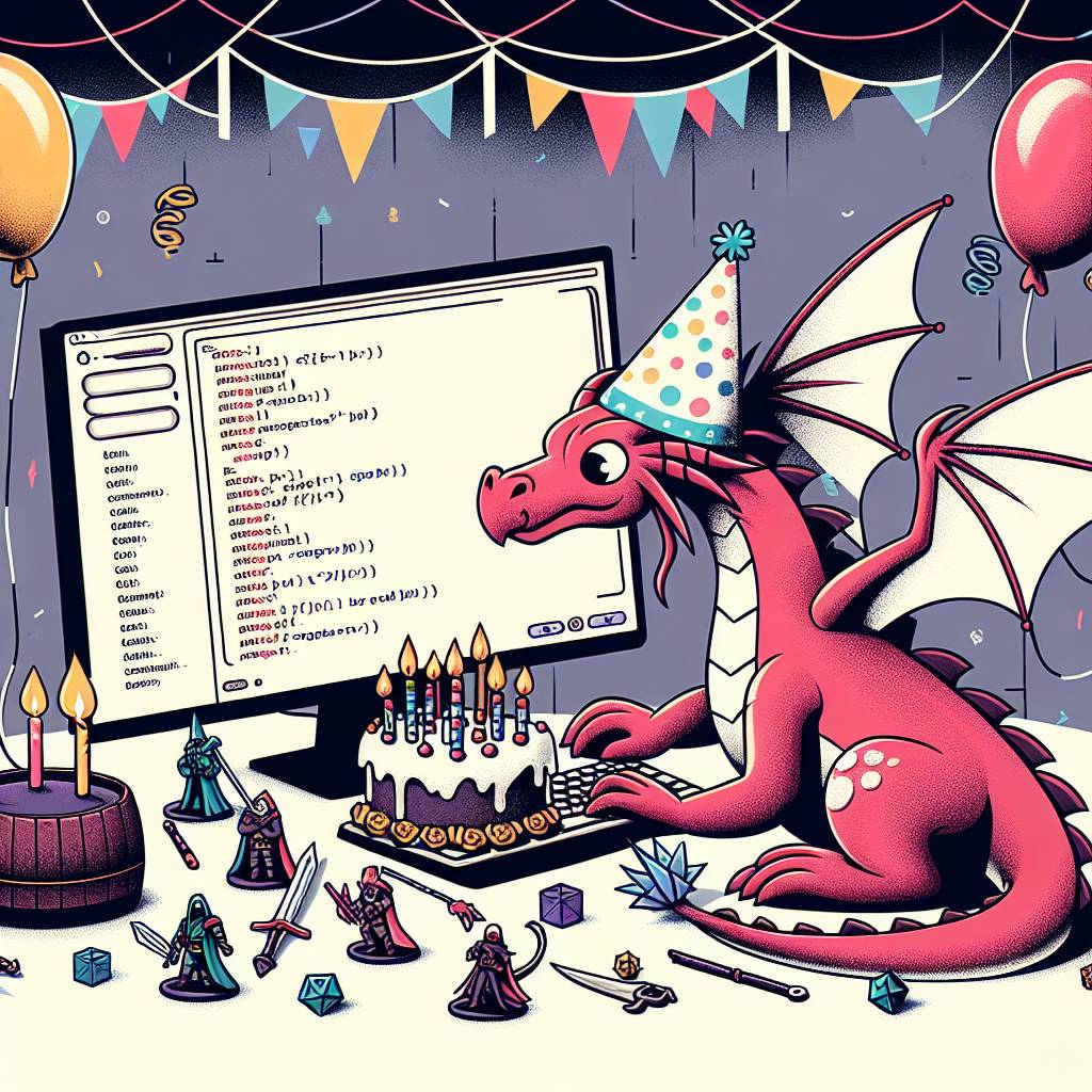 1) Birthday AI Generated Card - Dungeons and dragons , and Coding (e3fda)