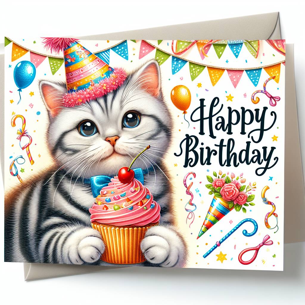 4) Birthday AI Generated Card - American Wirehair Birthday Cards (4d528)