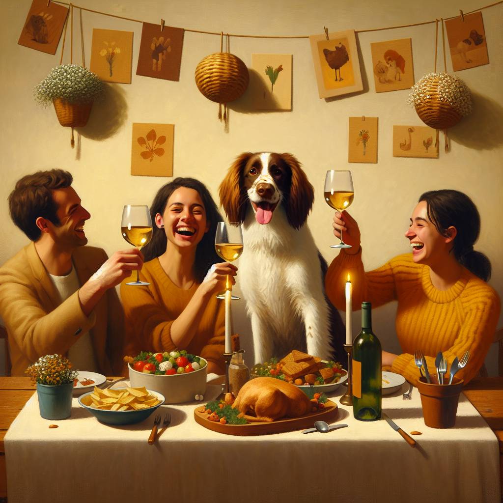 2) Birthday AI Generated Card - Sammy, Daisy, Steve, Olly Springer Spaniel, Good fizzy wine, Cooking with pride, and Being appreciated (b2b5f)