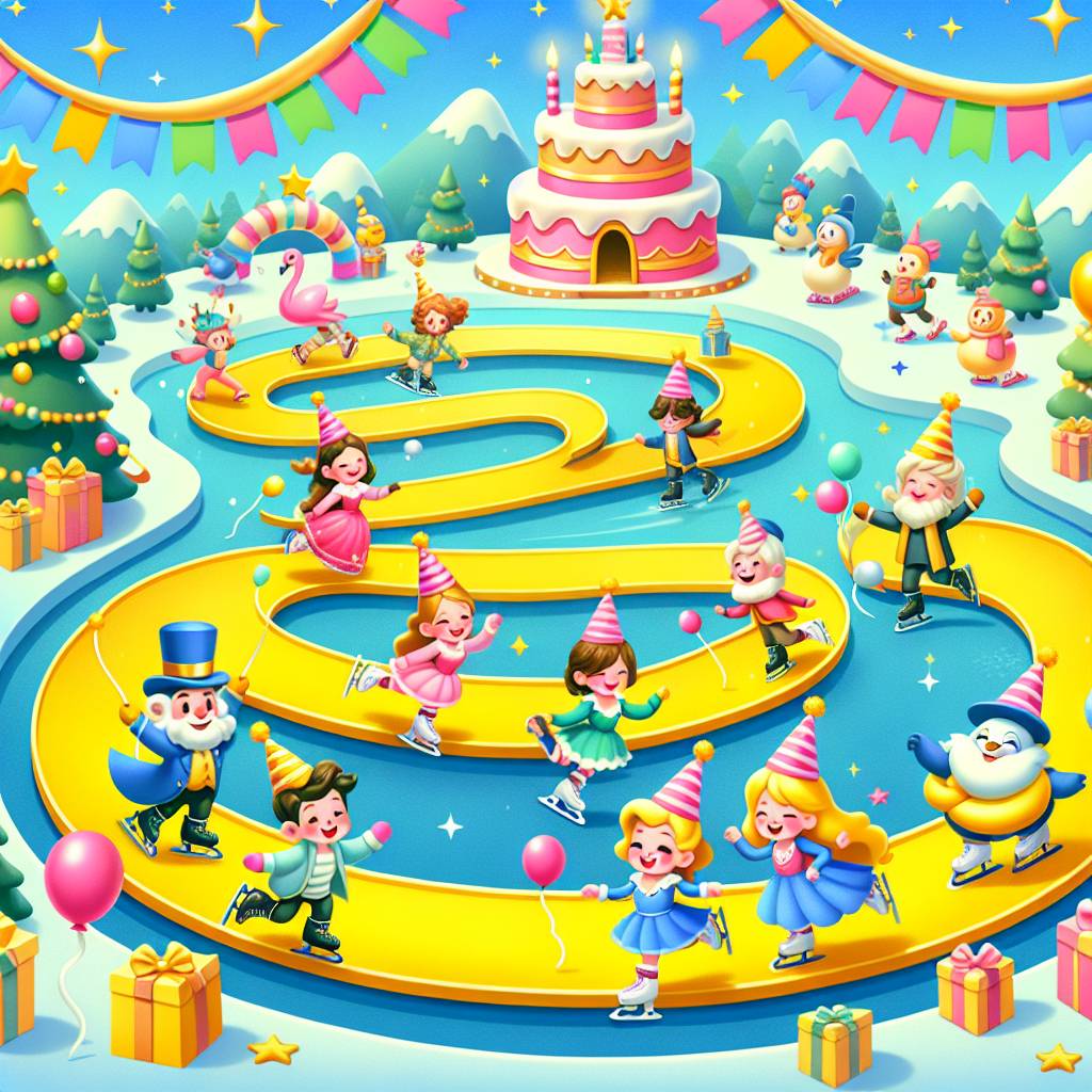 1) Birthday AI Generated Card - Wizard of OZ, Yellow Brick Road , and Ice Skating  (2dc6e)