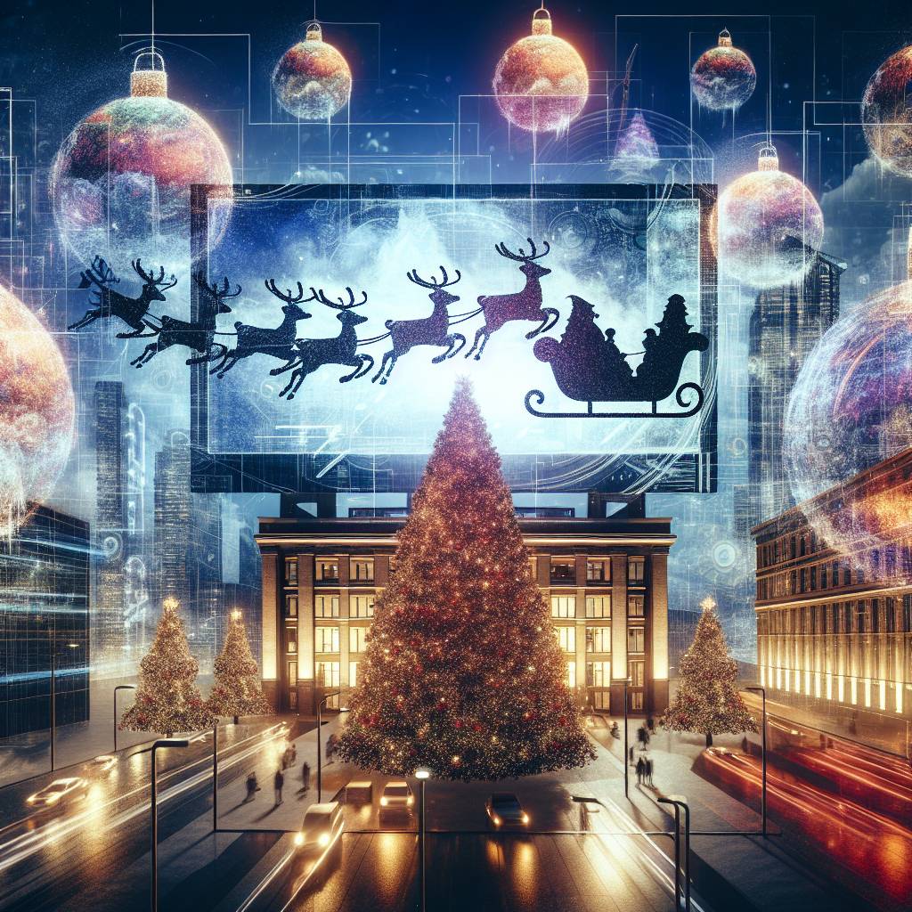 2) Christmas AI Generated Card - Tv cameras, Christmas puddings, Sleigh, Computer screens, Illuminated decorations, Christmas trees, Media city, and Manchester town hall (1de4e)
