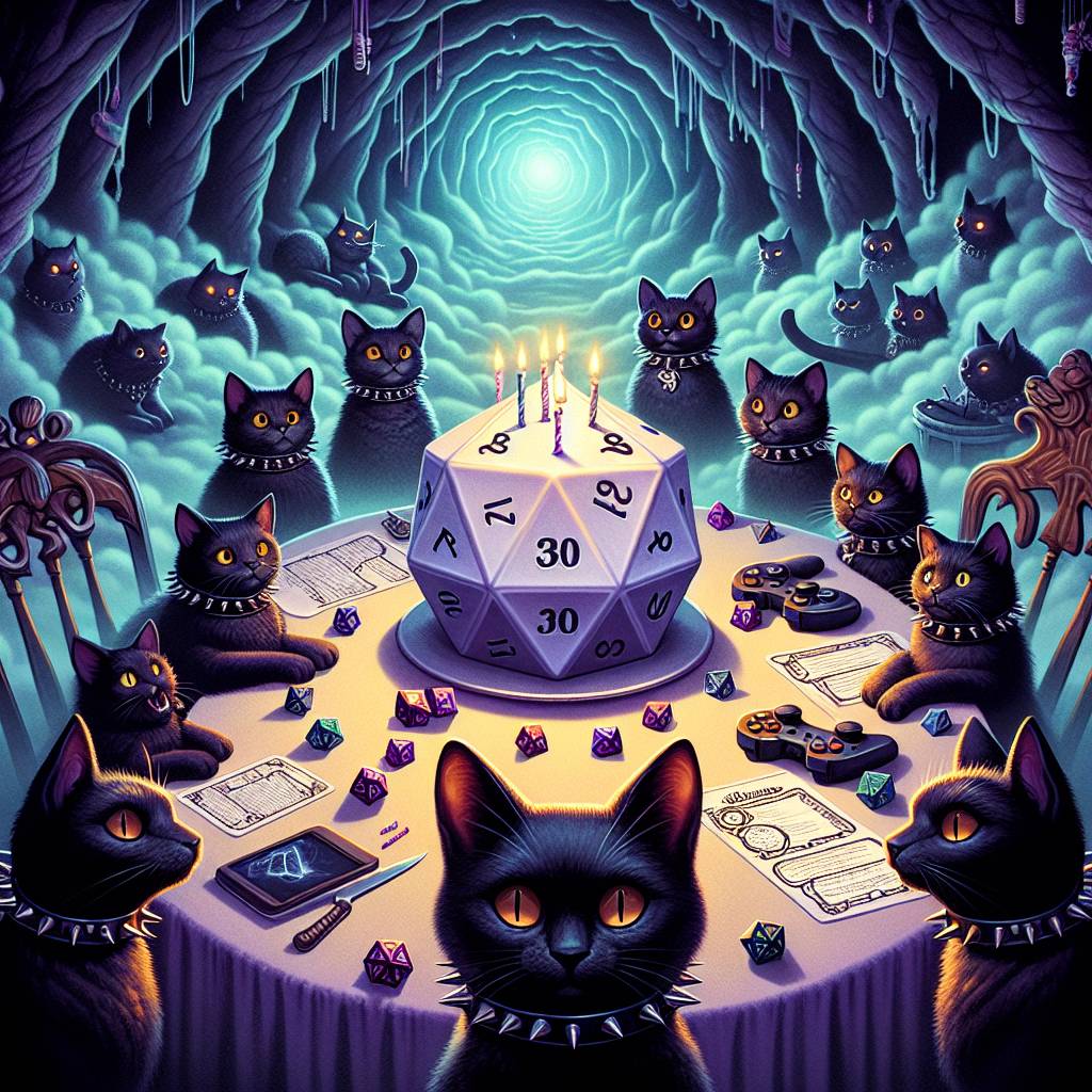 1) Birthday AI Generated Card - Black cats, Gaming, Dungeons and dragons , and Metal music  (b3595)