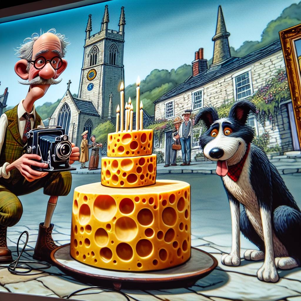 2) Birthday AI Generated Card - cheese, church, Wallace and Gromit, Yorkshire, art  (d3613)