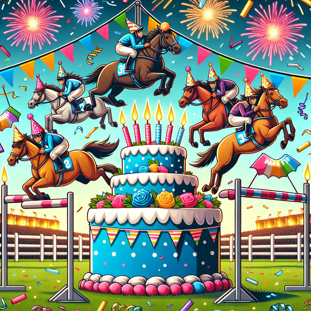 2) Birthday AI Generated Card - Horse racing  (e291e)