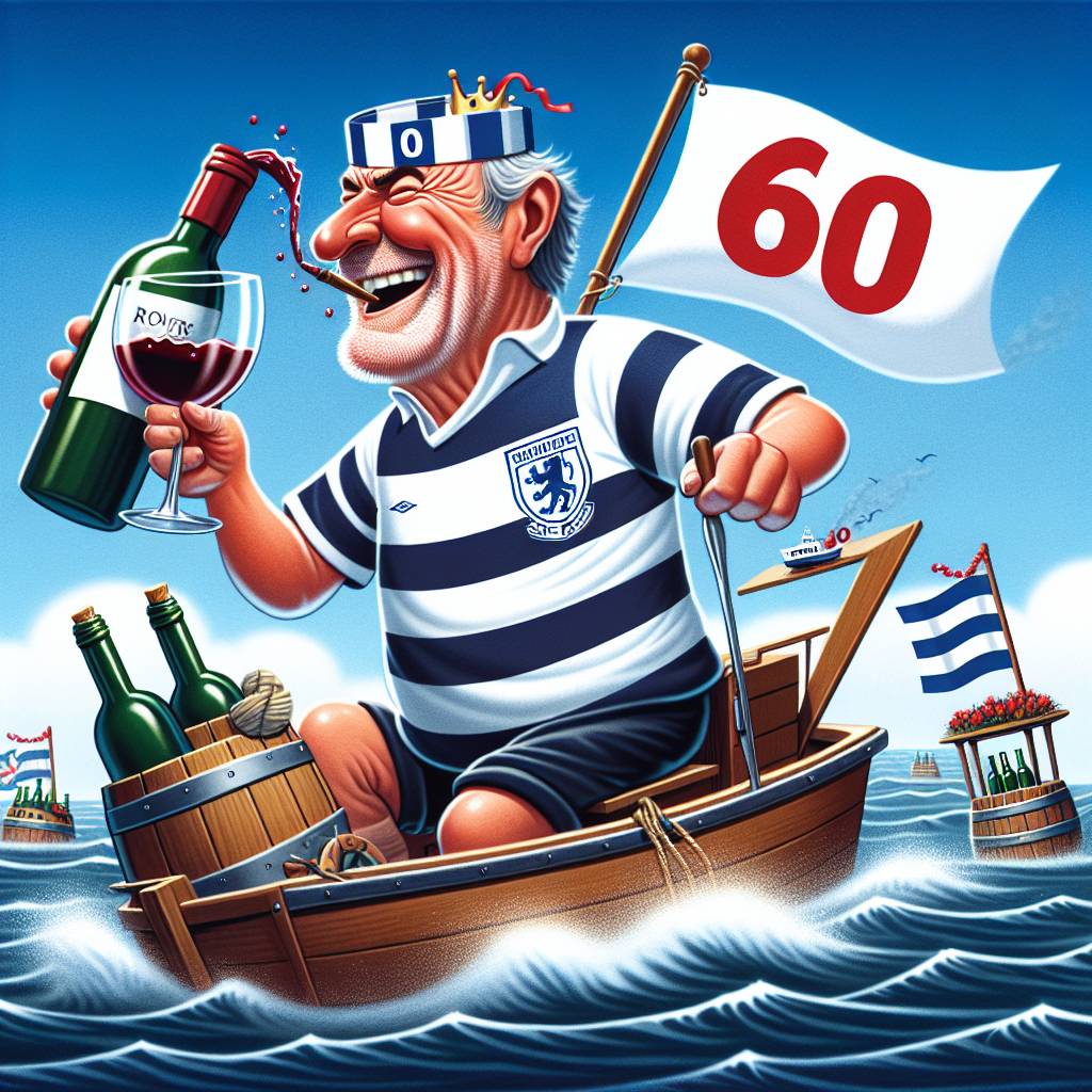 2) Birthday AI Generated Card - 60, Tranmere Rovers, Boats , and Wine  (8d4df)