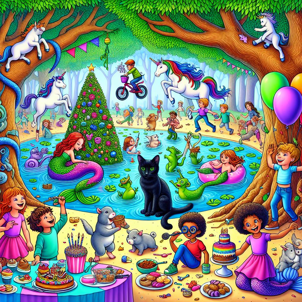 2) Birthday AI Generated Card - Black cat , Mermaids, Unicorns, Climbing trees, Guinea pigs, Bikes , and Baking (b277a)