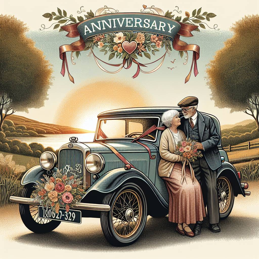2) Anniversary AI Generated Card - Austin A9 old cars, (34d48)