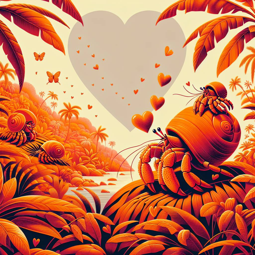 1) Valentines-day AI Generated Card - Orange , Amazon rainforest, and Hermit crabs (407bc)