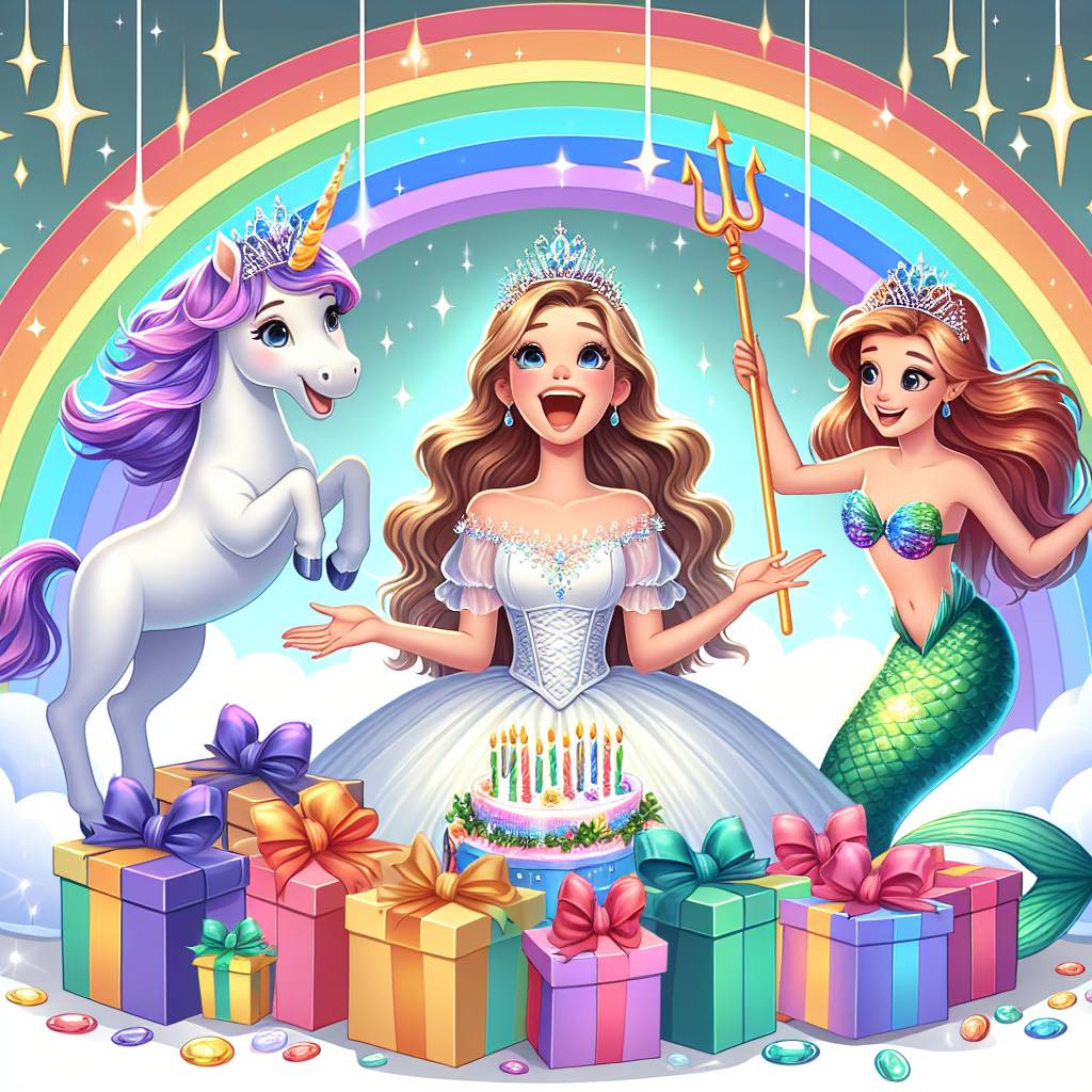 1) Birthday AI Generated Card - Unicorns, Mermaid, and Princess