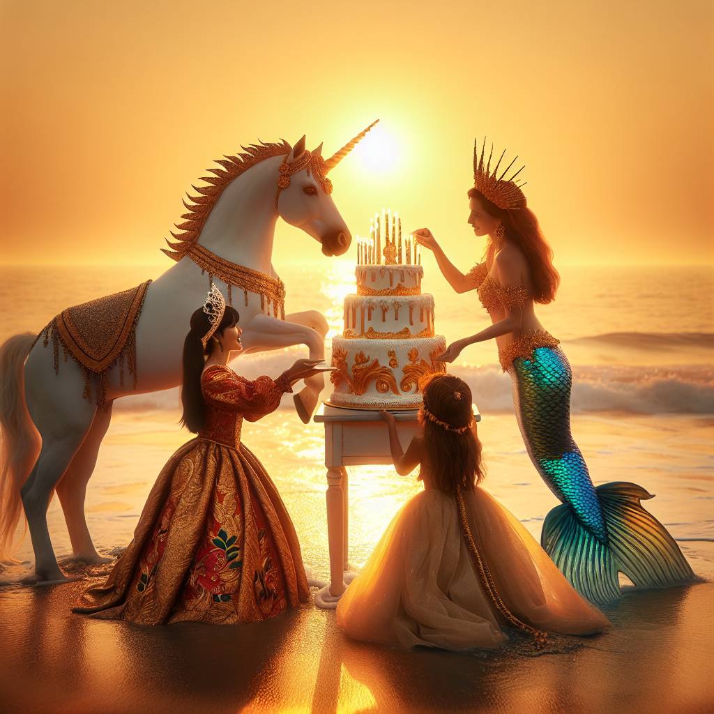 4) Birthday AI Generated Card - Unicorns, Mermaid, and Princess