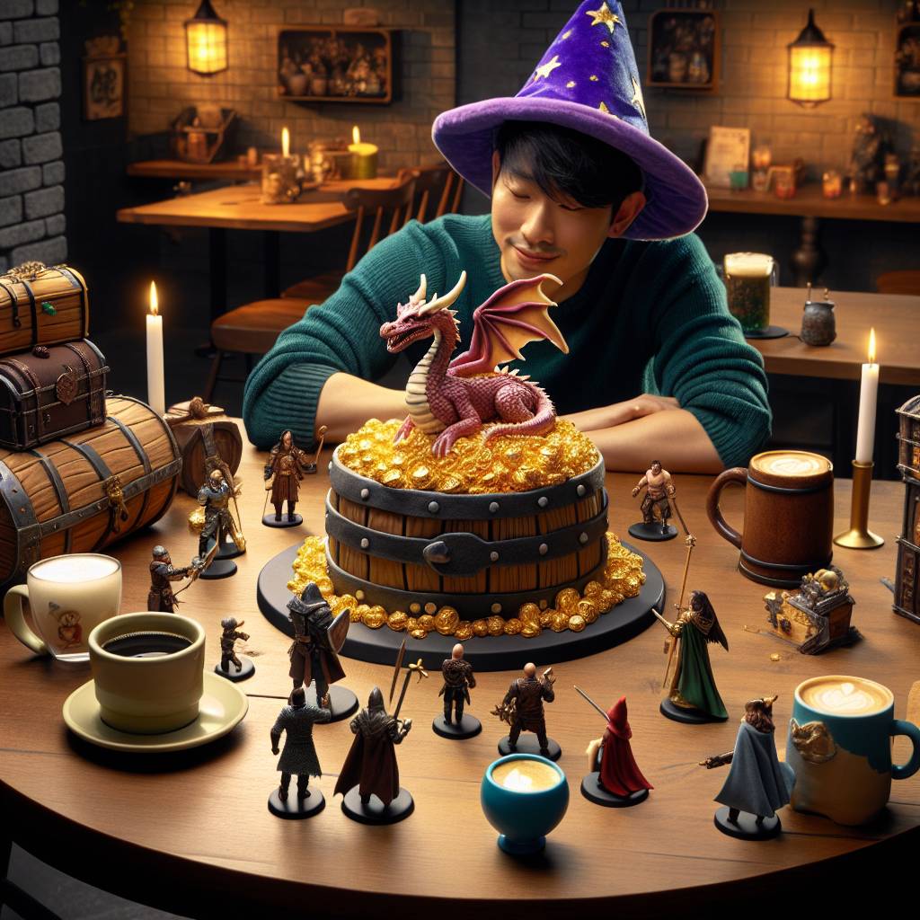 1) Birthday AI Generated Card - Dungeons and dragons, and Coffee (ed27a)