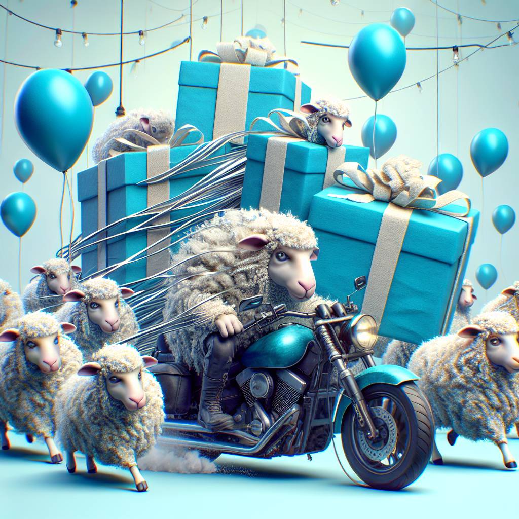 2) Birthday AI Generated Card - Sheep, Motorcycle , and Electrics