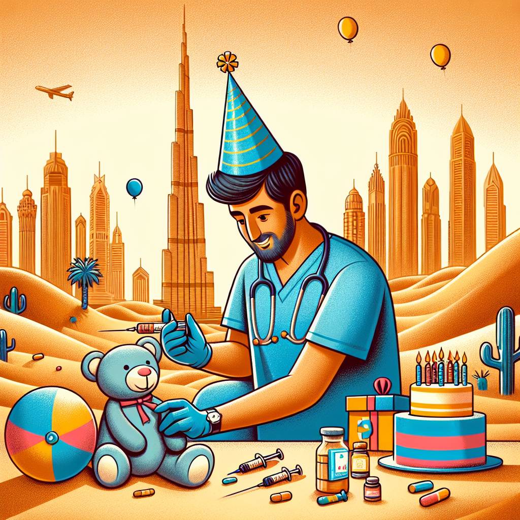 1) Birthday AI Generated Card - Dubai, Male nurse, and Injection (a8a6e)