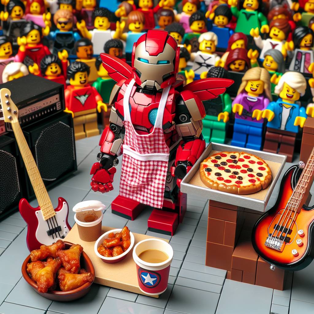 2) Birthday AI Generated Card - Ironman , Marvel , Coffee , Pizza and wings , Bass guitar , and Lego (9c67e)