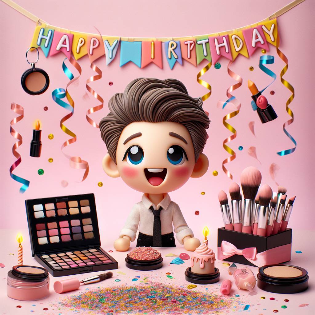 2) Birthday AI Generated Card - Make up, Hair , and Toby (9231b)