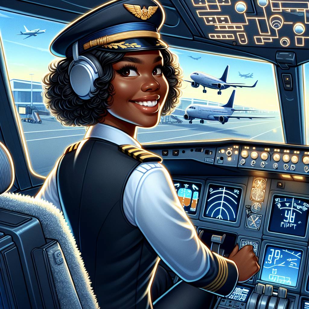 2) Birthday AI Generated Card - 18th birthday, Airline pilot, Daughter, Cockpit, Airline pilot outfit, and Airport (c0a77)