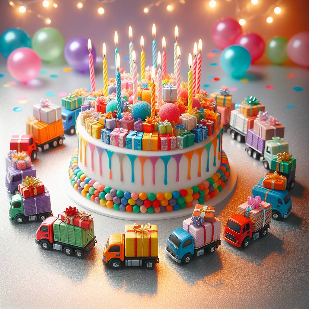 2) Birthday AI Generated Card - Lorries, John lewis, and Parcels (f4f3e)
