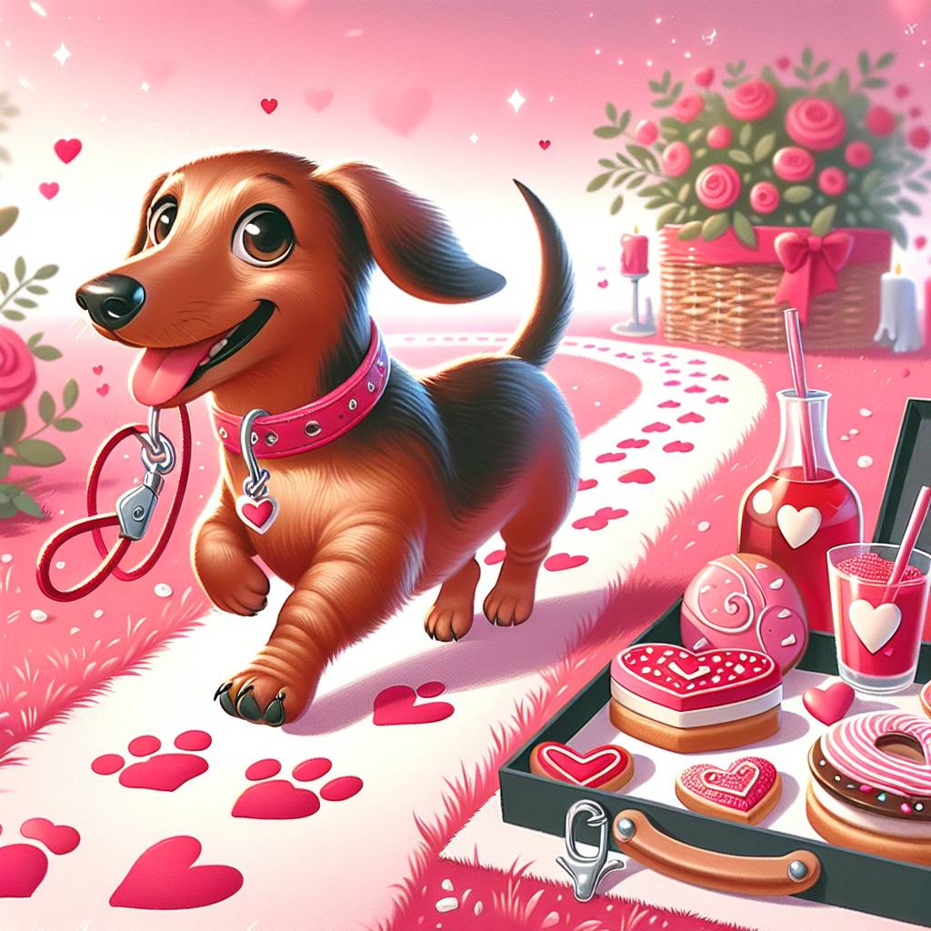 1) Valentines-day AI Generated Card - Dacschound, Food, and Walking (ba638)