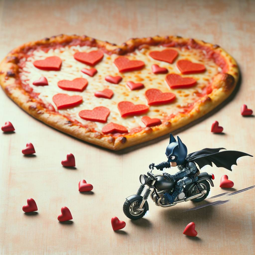 1) Valentines-day AI Generated Card - Pizza, Batman, and Motorbikes (eeddc)