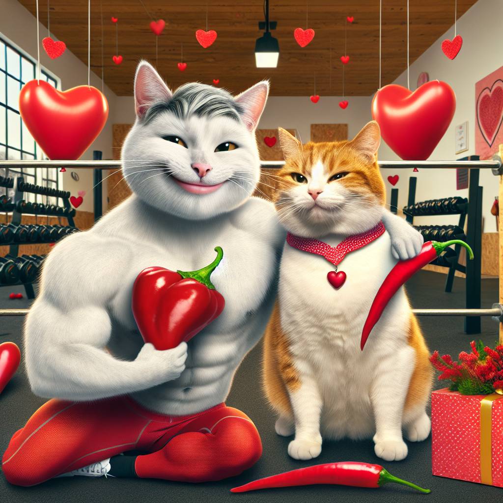 1) Valentines-day AI Generated Card - Cats, Chilli, and Gym (ce3df)