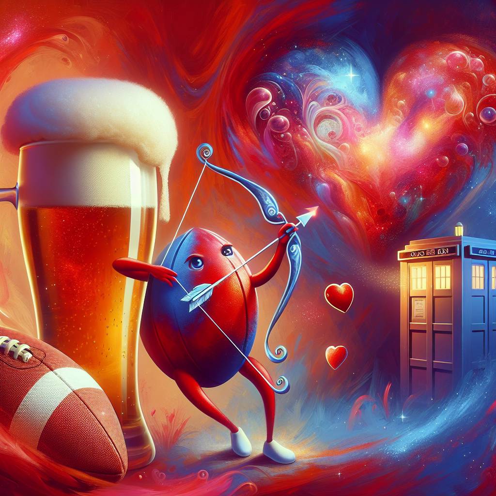 2) Valentines-day AI Generated Card - Football, beer, Dr who (864d2)