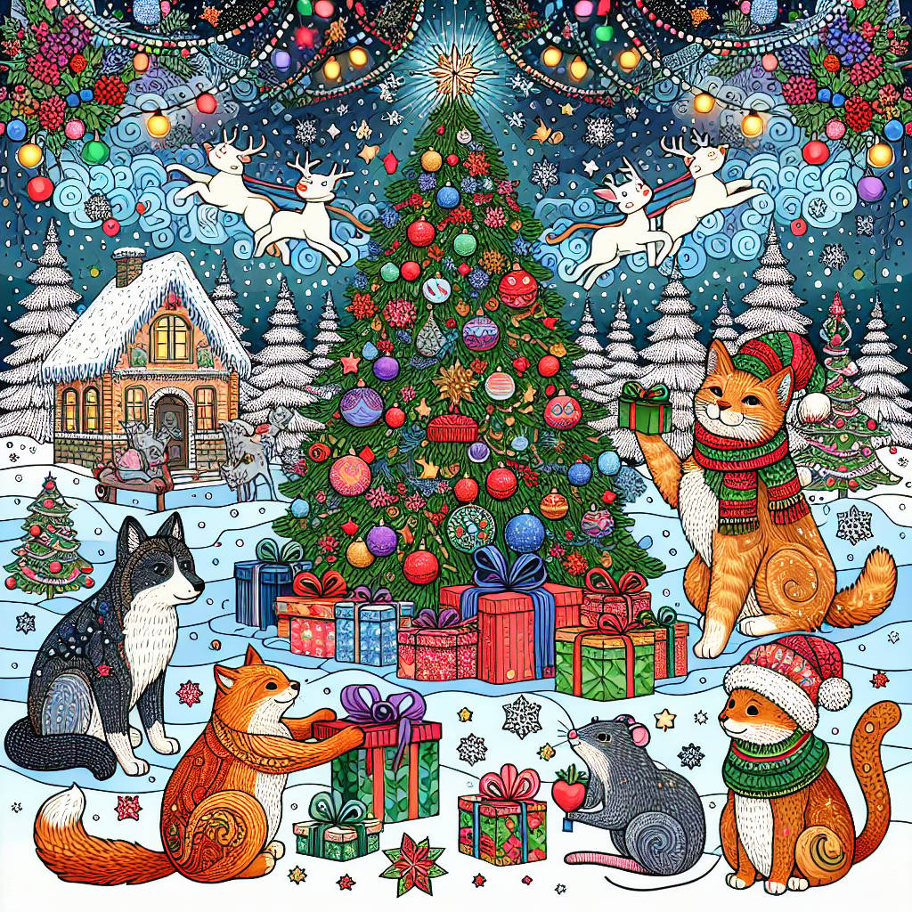 4) Christmas AI Generated Card - Cats, Dogs, and Mice