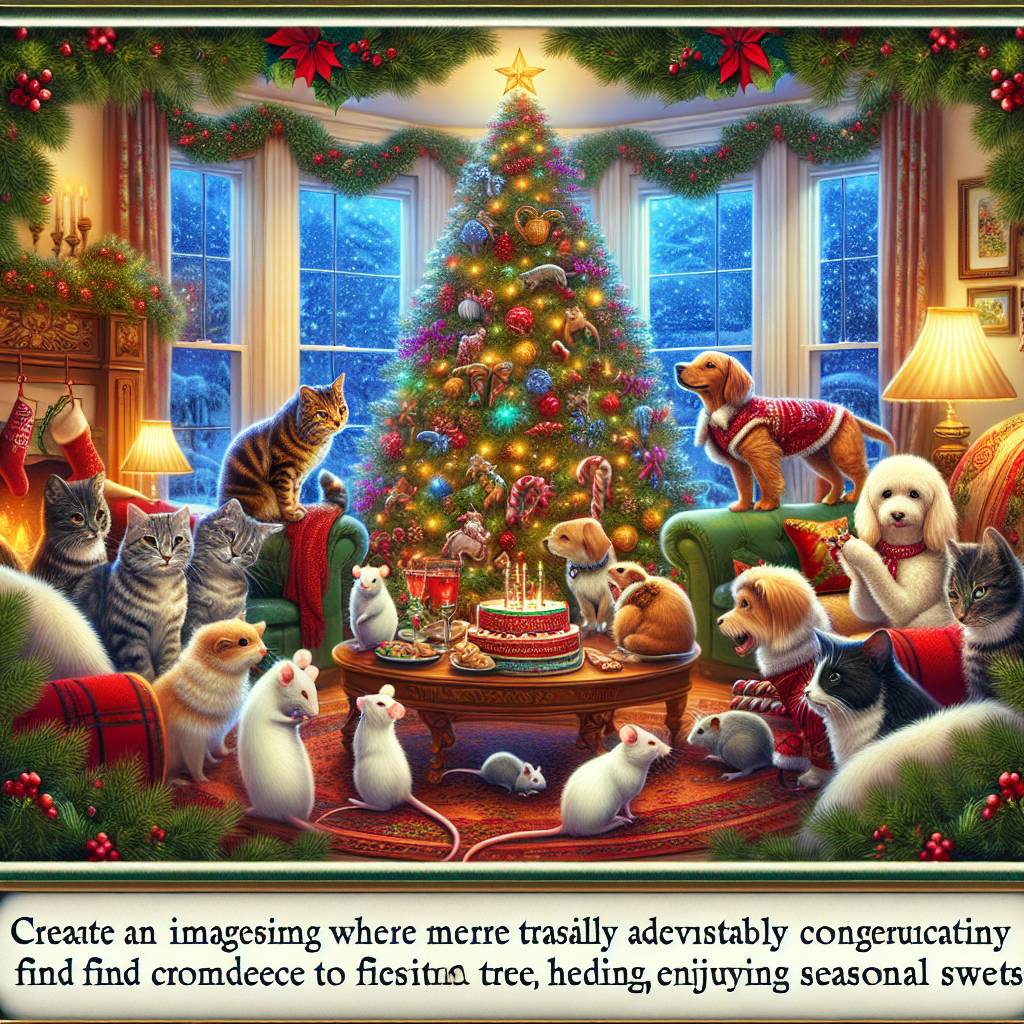 3) Christmas AI Generated Card - Cats, Dogs, and Mice