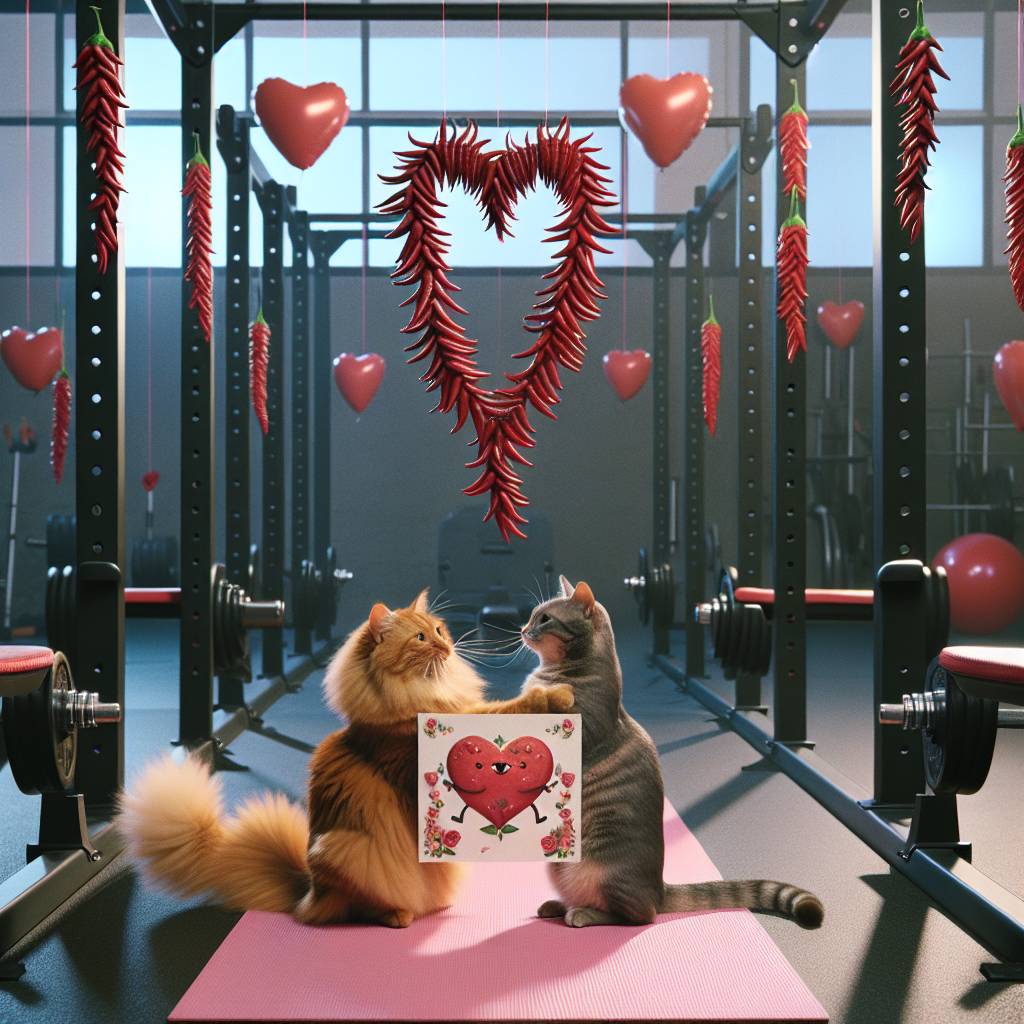 2) Valentines-day AI Generated Card - Cats, Chilli, and Gym (5bd4c)