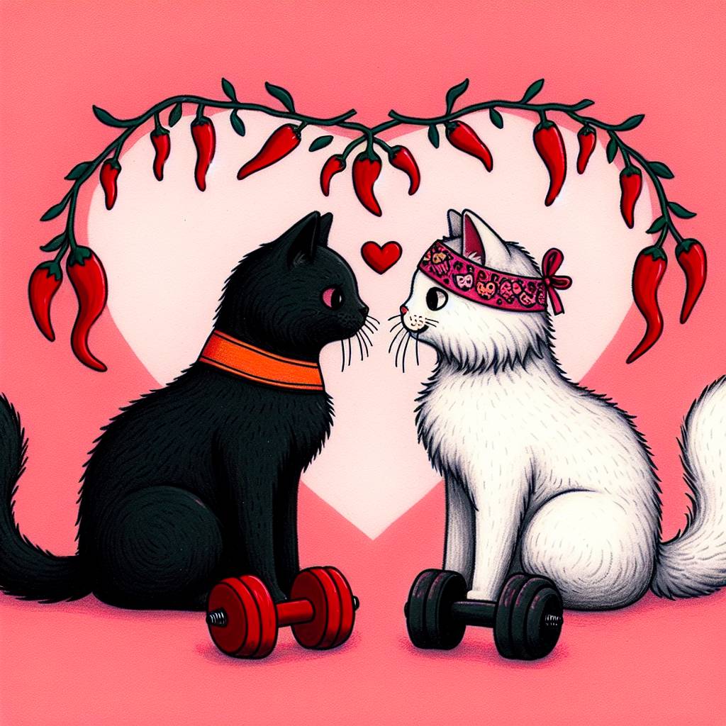 1) Valentines-day AI Generated Card - Cats, Chilli, and Gym (3e8e6)