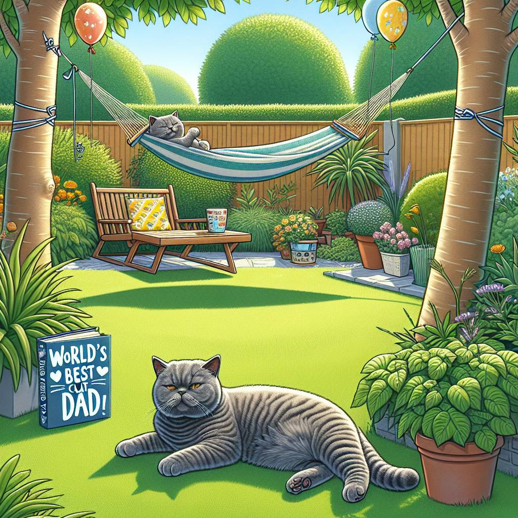 2) Fathers-day AI Generated Card - british shorthair cat (5040a)