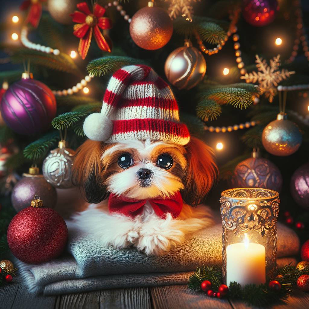 3) Christmas AI Generated Card - tree dog hat candle love (6114f)