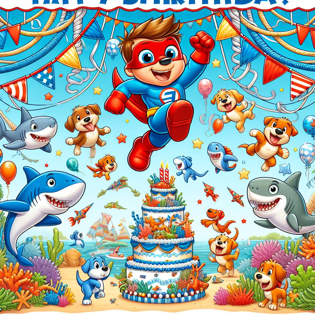 2) Birthday AI Generated Card - Spidey and his amazing friends, Baby shark, Dinosaurs, and Puppies (7564a)