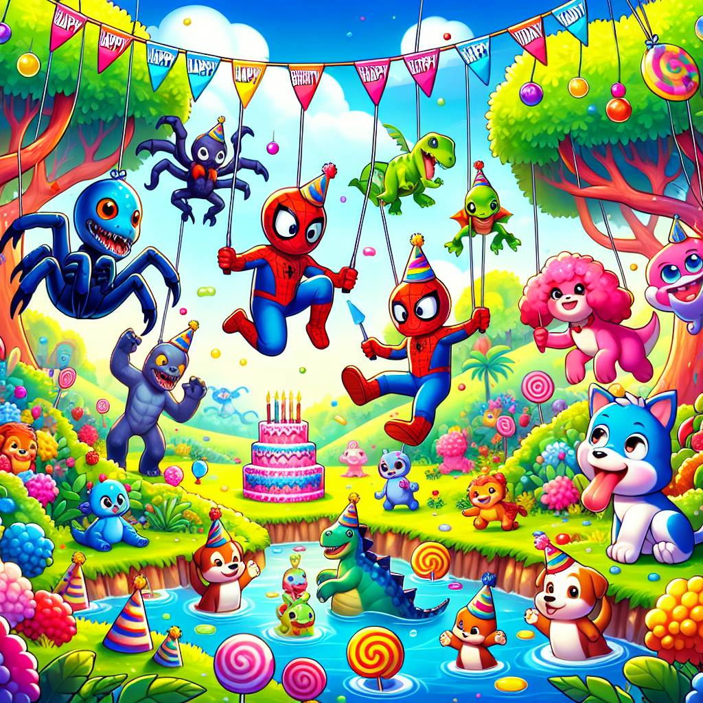 1) Birthday AI Generated Card - Spidey and his amazing friends, Baby shark, Dinosaurs, and Puppies (ca878)
