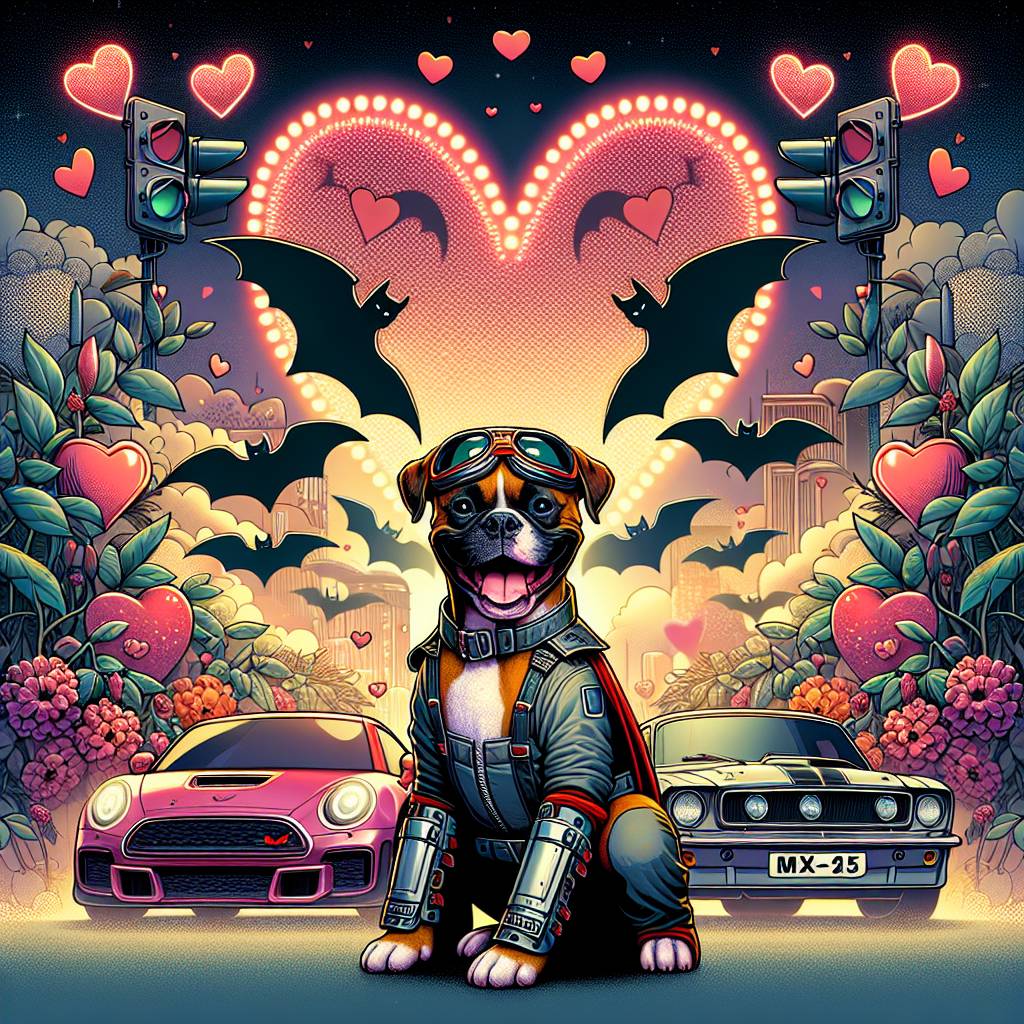 2) Valentines-day AI Generated Card - Mx5, Boxer dog, and Batman (5fd68)