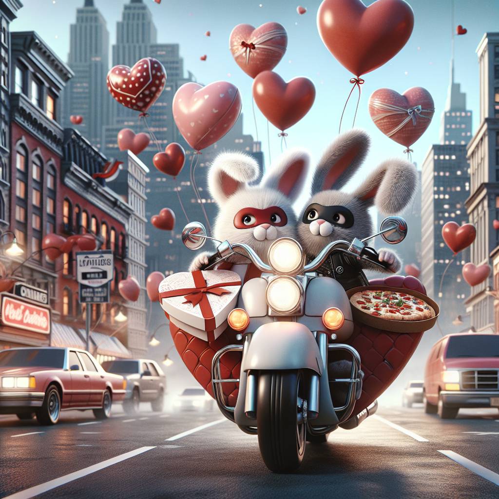 1) Valentines-day AI Generated Card - Rabbits, Racing motorbike, Pizza, Batman, Chocolate, and New york (d756f)