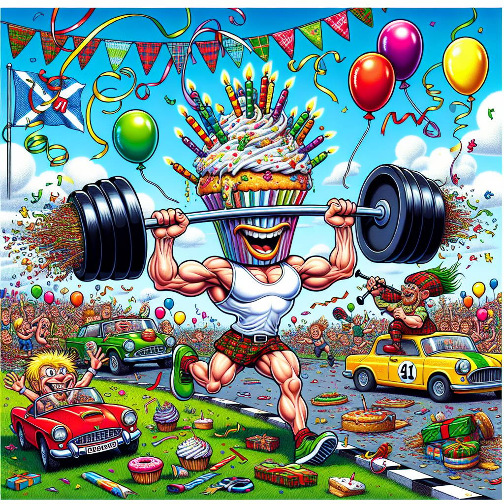 1) Birthday AI Generated Card - Running, Weightlifting , Baking, Scotland, and Cars (a2dbd)