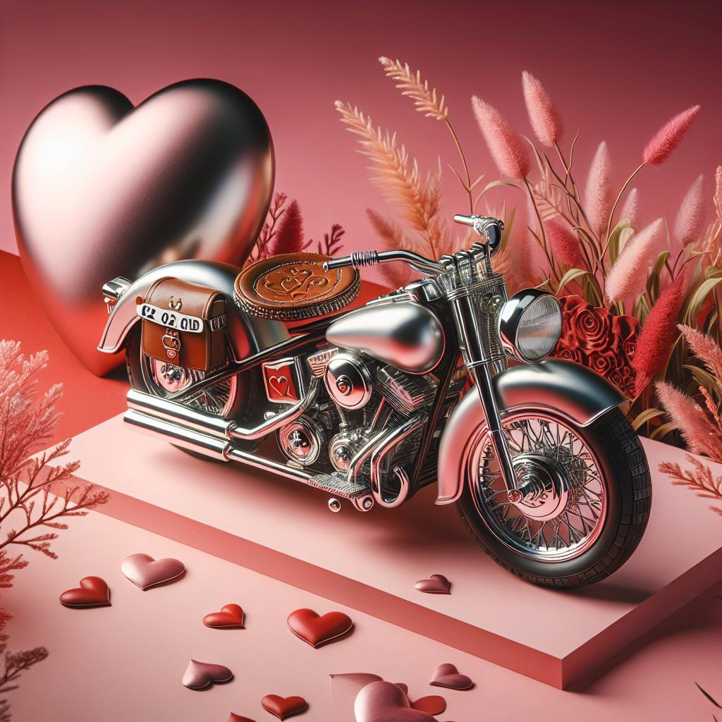 1) Valentines-day AI Generated Card - Harley Davidson motor bike, and Registration V2 ODD (1631f)