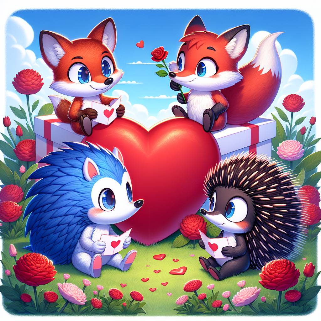 1) Valentines-day AI Generated Card - Sonic sega, Tails sega, Knuckles sega, and Shadow sega (a9d02)