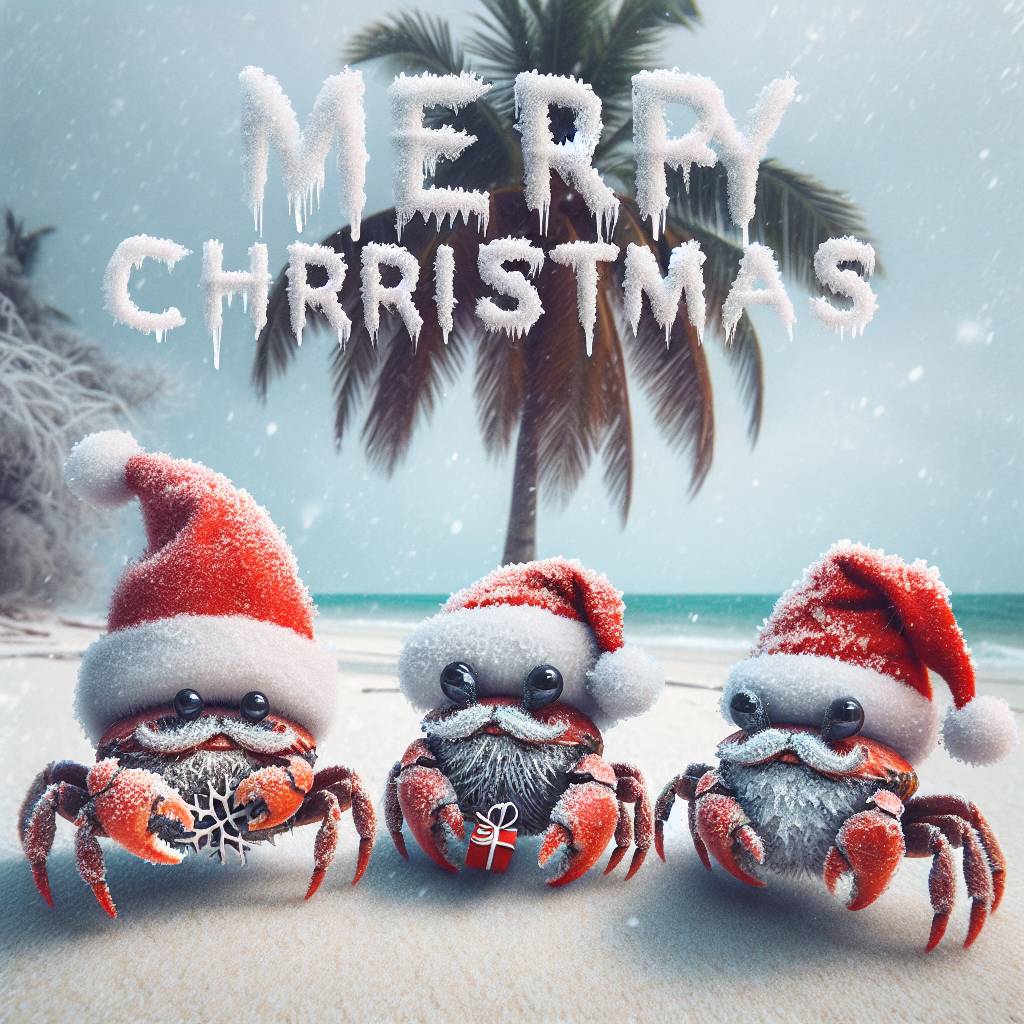 1) Christmas AI Generated Card - Crabs (1184f)