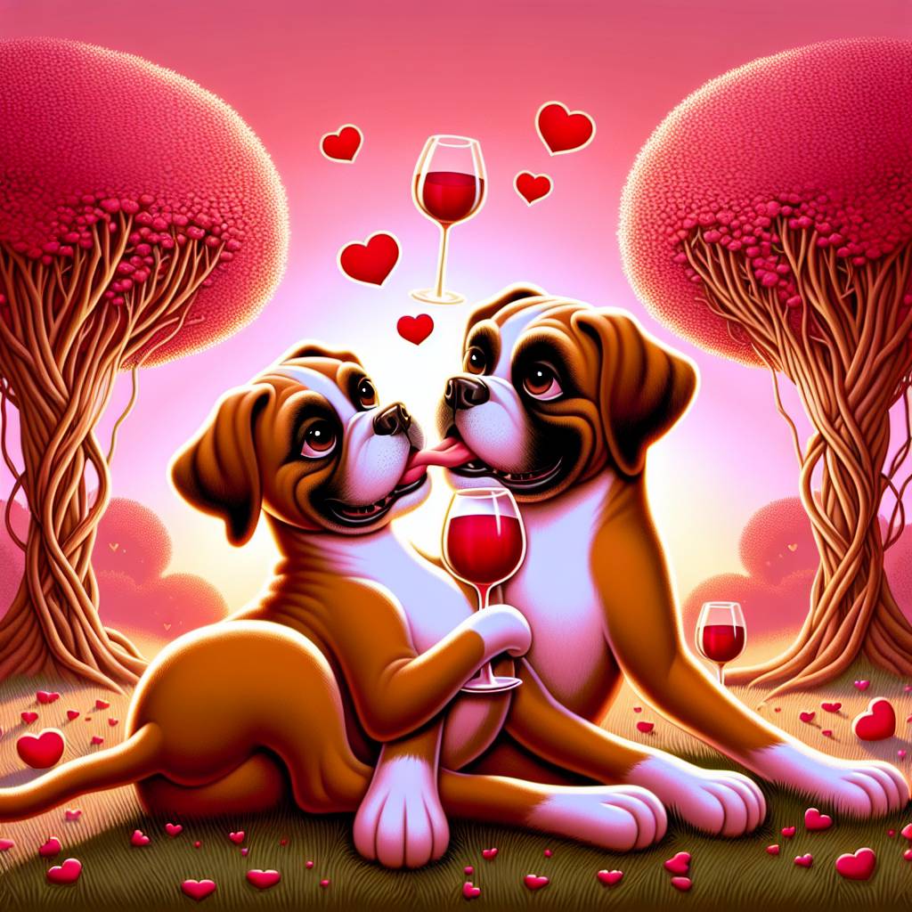 2) Valentines-day AI Generated Card - Wine boxer dogs trees (26649)