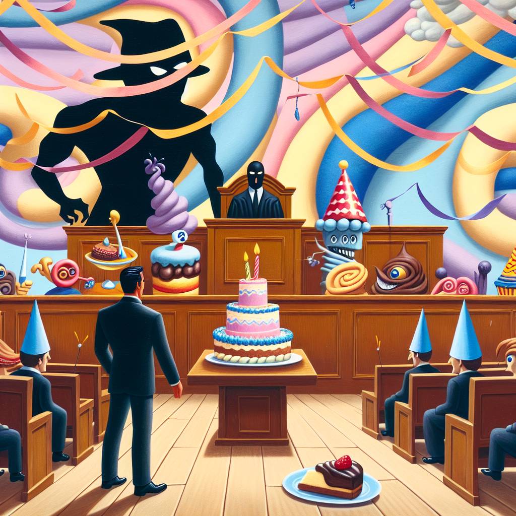 2) Birthday AI Generated Card - Batman fighting James Bond, Party, and In Court (d68ff)