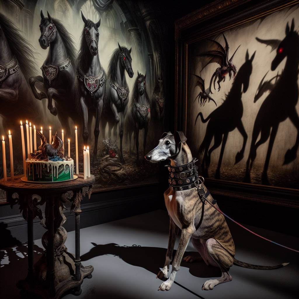 2) Birthday AI Generated Card - Greyhound , Horror, Dragons, and Horses (93101)