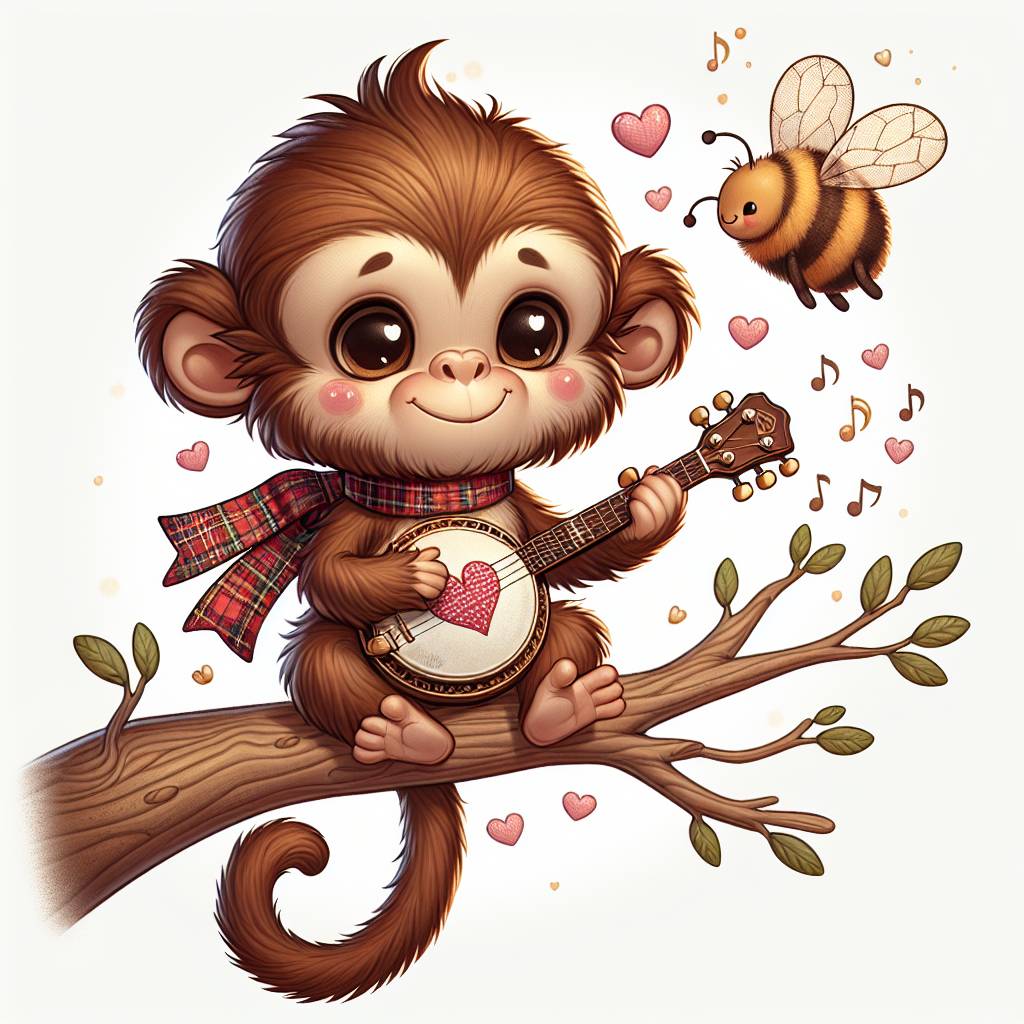 1) Valentines-day AI Generated Card - Monkey, Banjo, and Haggis (4b04a)