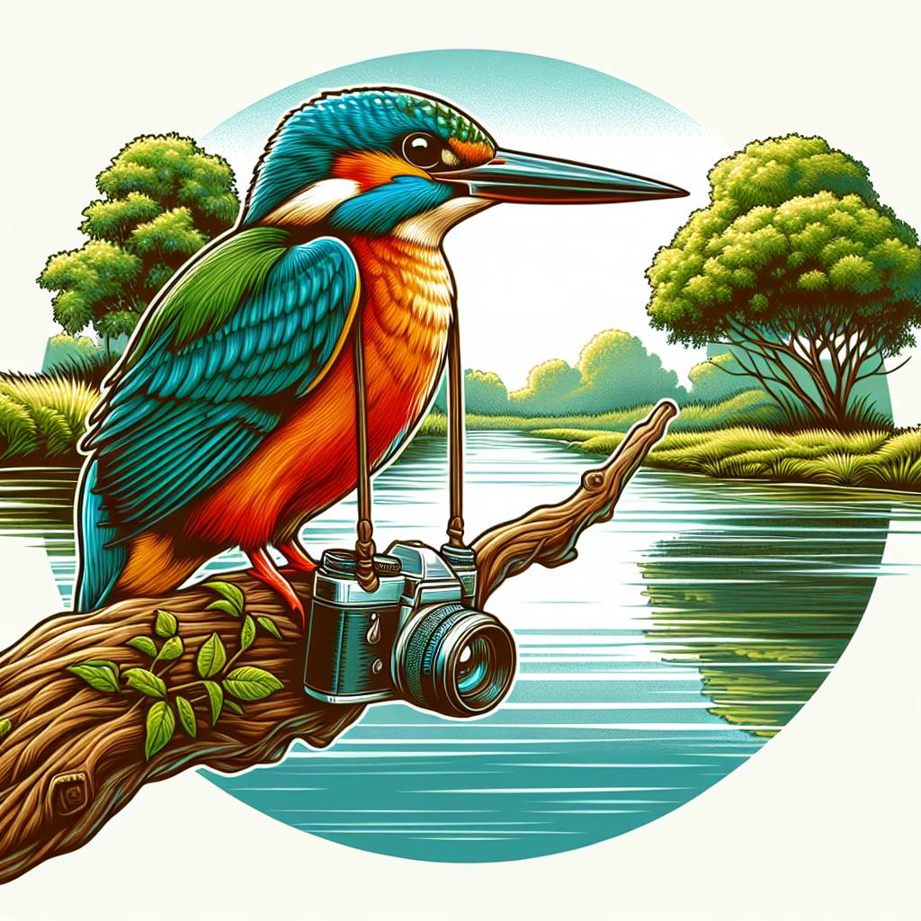 1) Thank-you AI Generated Card - Camera kingfisher river (d0763)