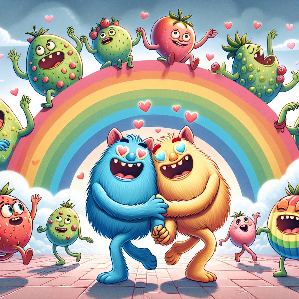 2) Valentines-day AI Generated Card - Fruit, Rainbows , Homosexuals, Gay, and Monsters (19888)