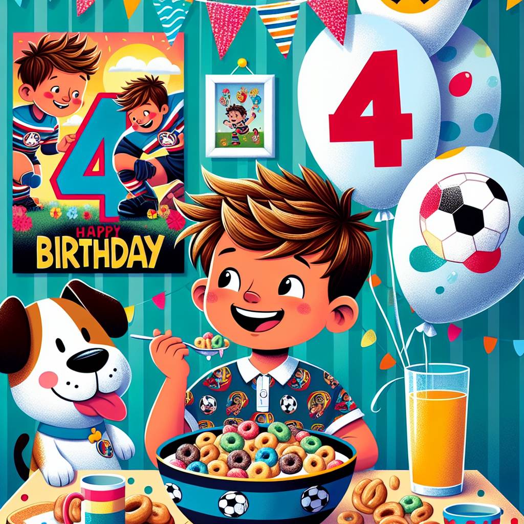1) Birthday AI Generated Card - Marvel, Avengers, 4, Cereal, Little boy, Bluey , and Rugby (e12c5)