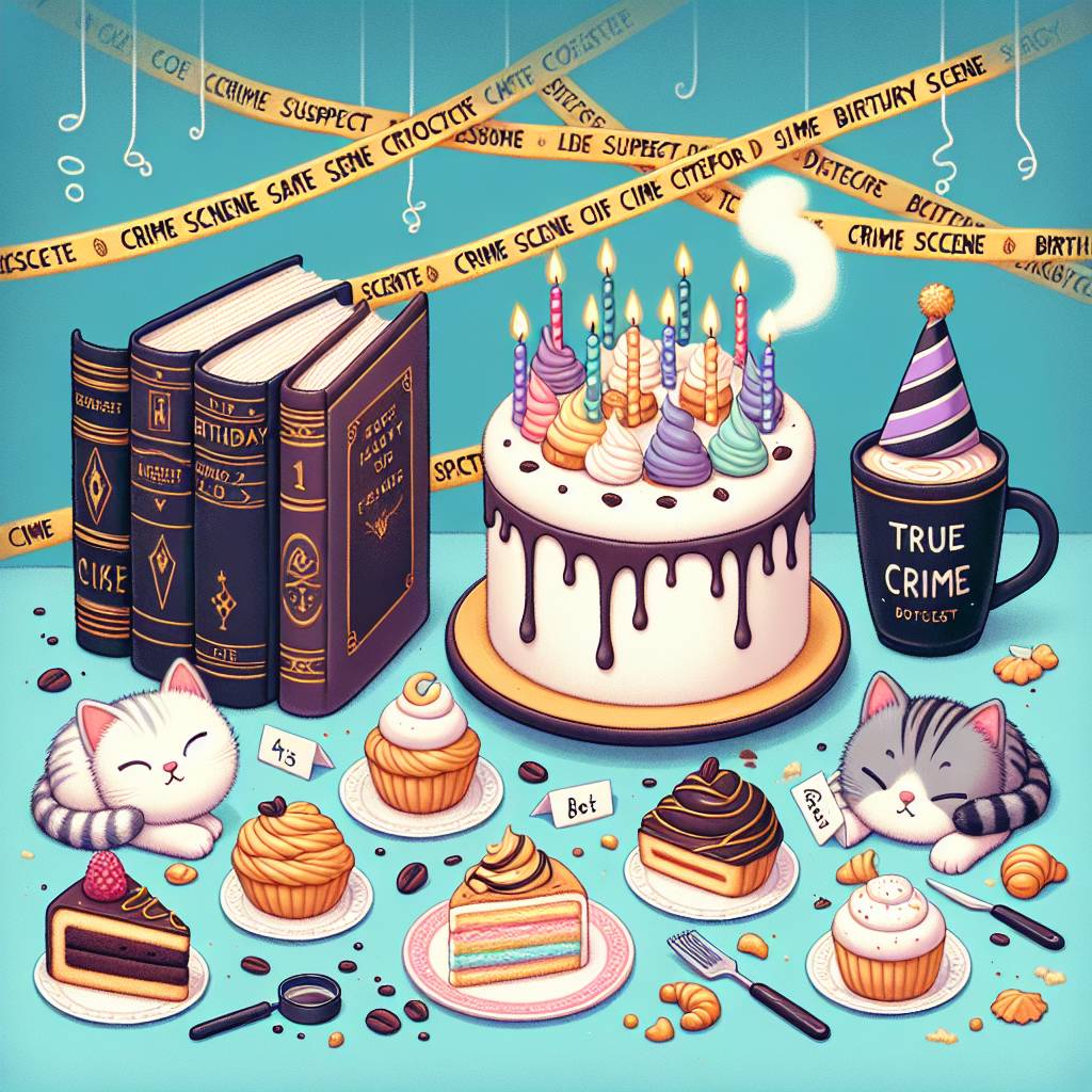 2) Birthday AI Generated Card - True crime, Murder, Coffee, Sleeping, and Food (ce728)
