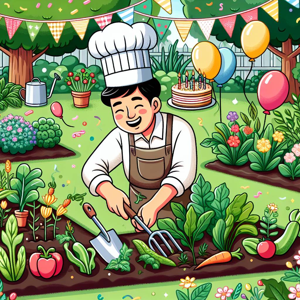 1) Birthday AI Generated Card - Gardening, Cooking, and Teaching