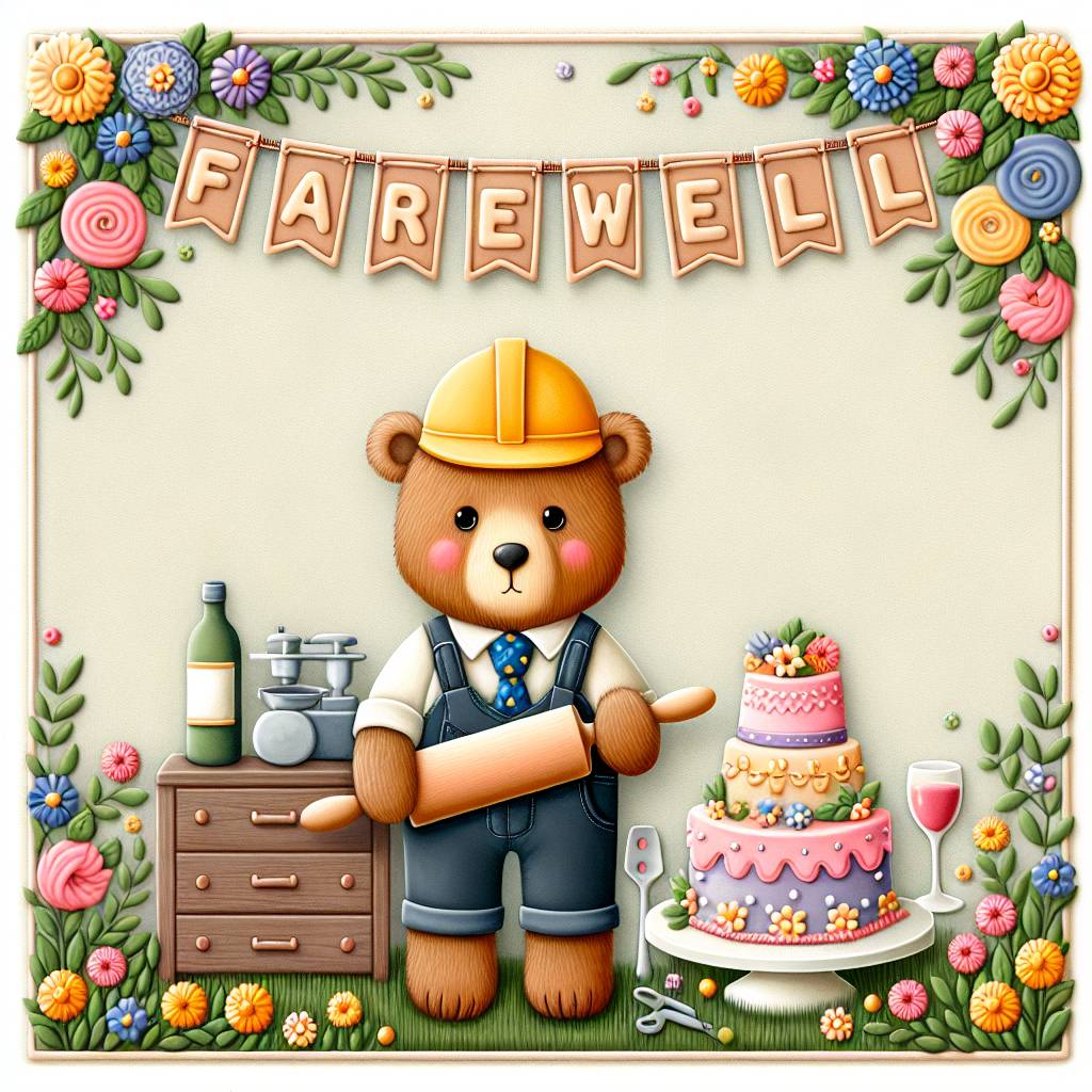 1) Farewell AI Generated Card - Baking, engineering, flowers, wine (4e804)